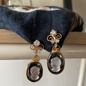 Vintage Style Clip-On Cameo Earrings